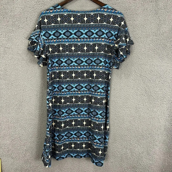ND New Directions dress womens medium‎ blue aztec geometric print ruffle boho - Picture 7 of 7